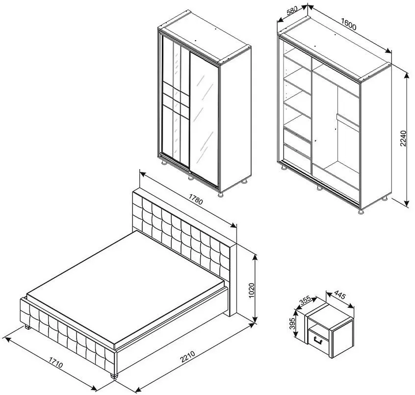 Спальня Ambianta Rio III (Графит)