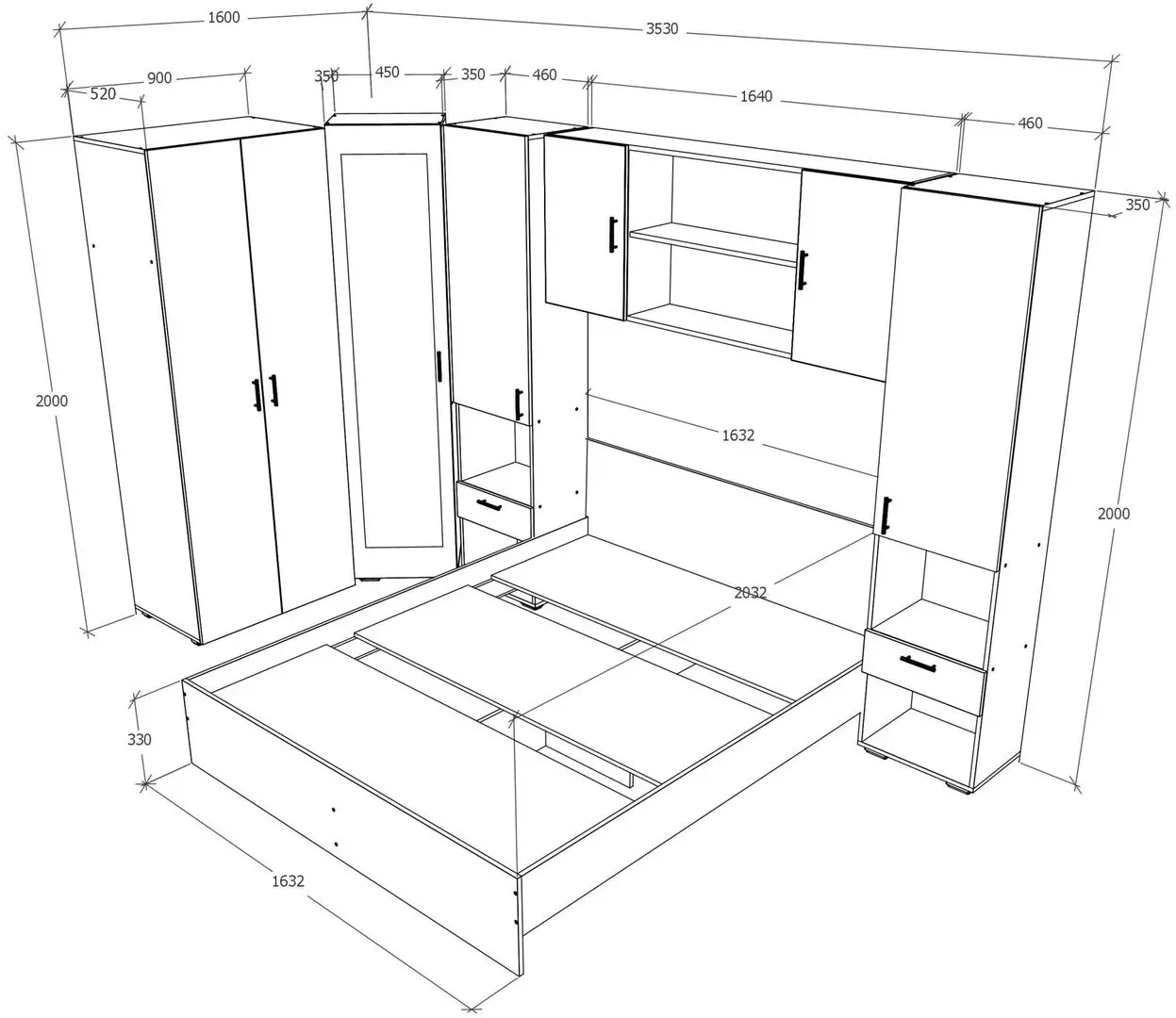Dormitor Haaus Madrid (Bronze Oak/Natural Wood) - 2