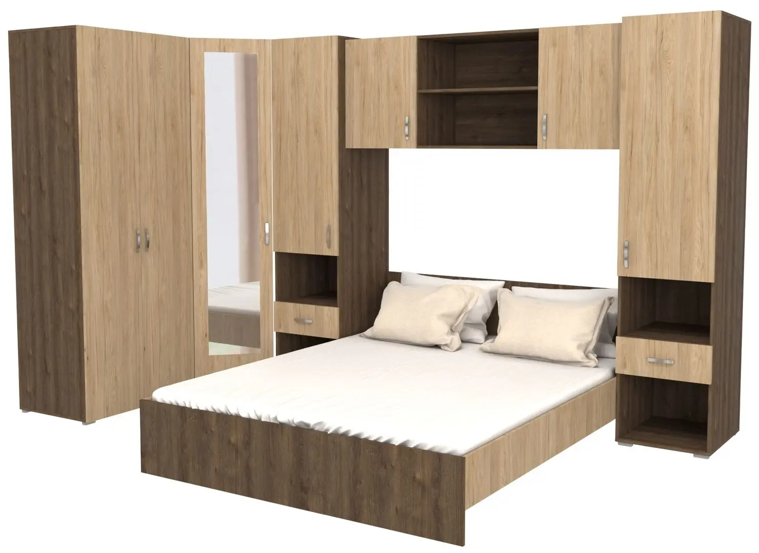 Dormitor Haaus Madrid (Bronze Oak/Natural Wood)