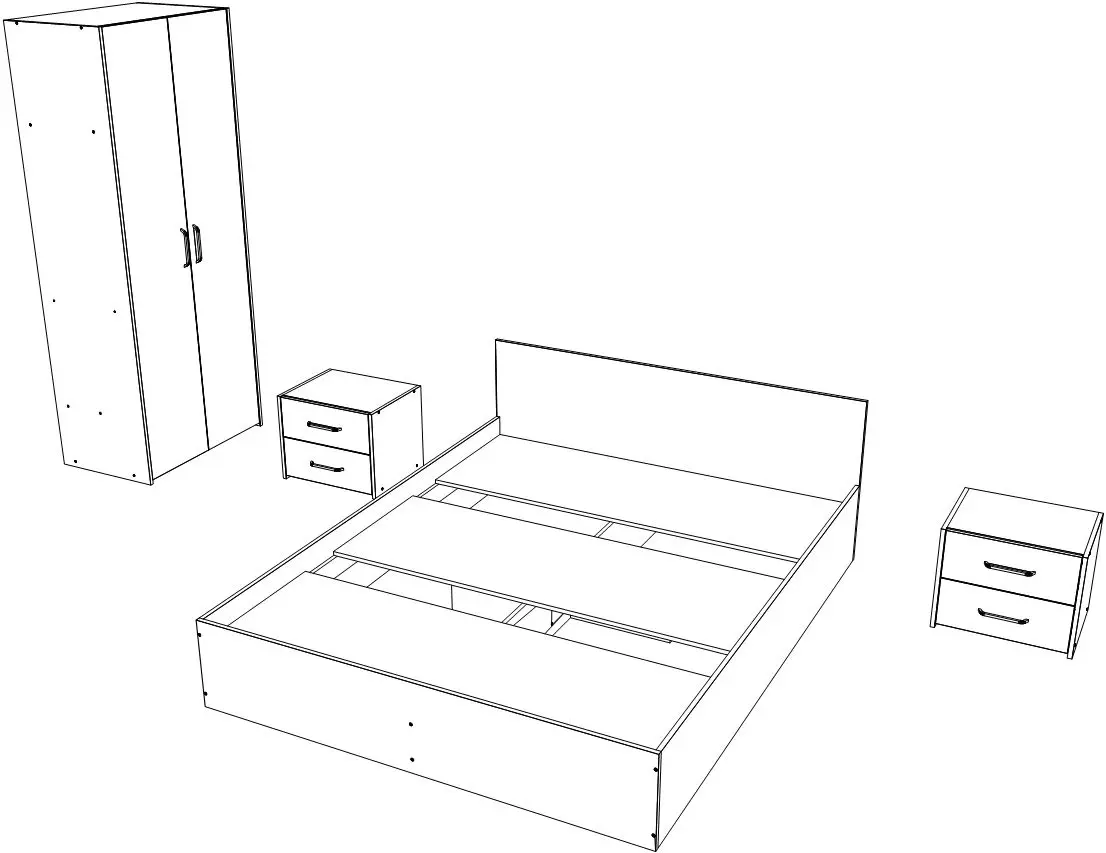 Спальня Haaus Malmo V1 140x200 (White Oak/Anthracite)