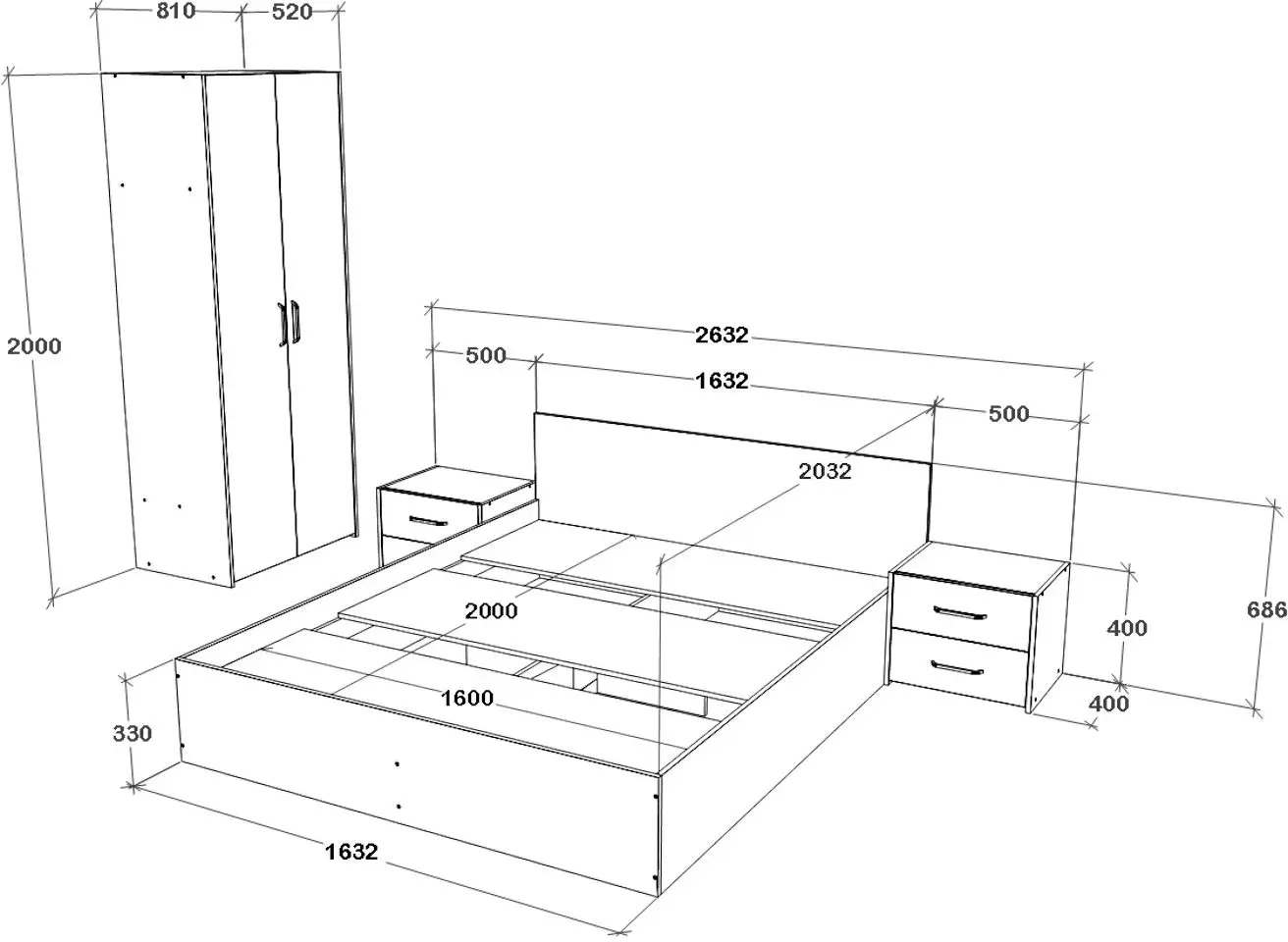 Спальня Haaus Malmo V1 160x200 (Artisan Oak/Clay)