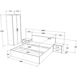 Спальня Haaus Malmo V1 160x200 (White Oak/Anthracite) Thumb