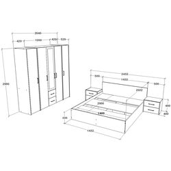 Спальня Haaus Malmo V10  140x200 cm (Anthracite/White Oak) Thumb