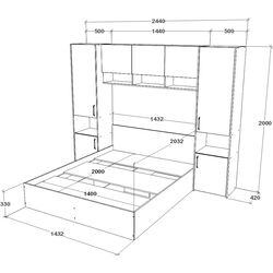 Спальня Haaus Malmo V11 140x200 (White Oak/Anthracite) Thumb