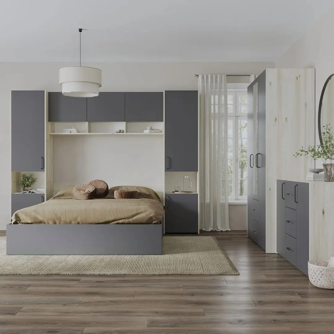 Dormitor Haaus Malmo V12 140x200 (White Oak/Anthracite)