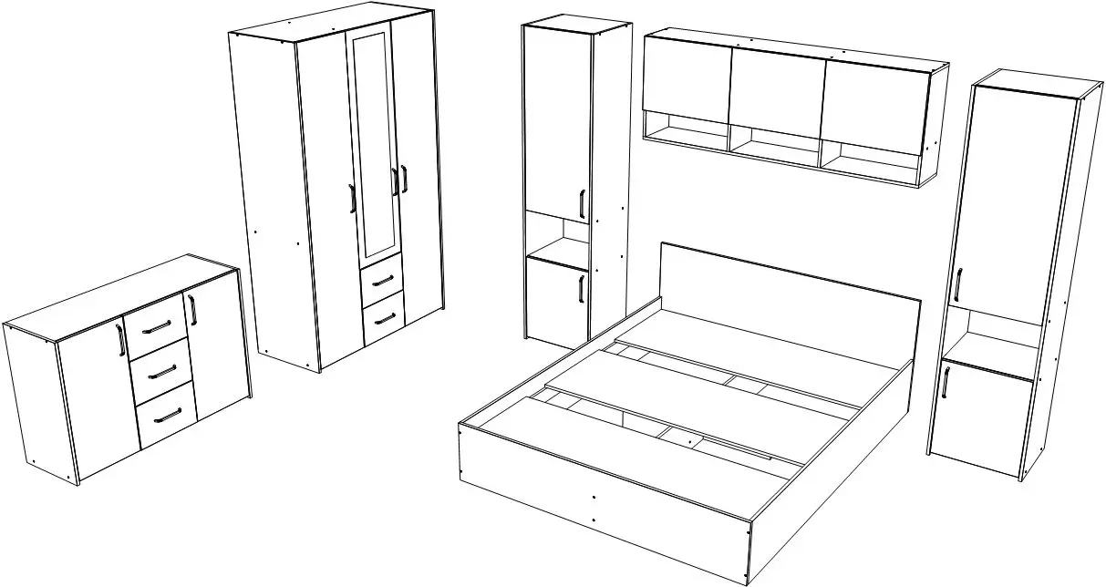 Dormitor Haaus Malmo V12 160x200 (White Oak/Anthracite)