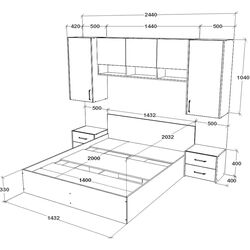 Dormitor Haaus Malmo V13 140x200 (White Oak/Anthracite) Thumb