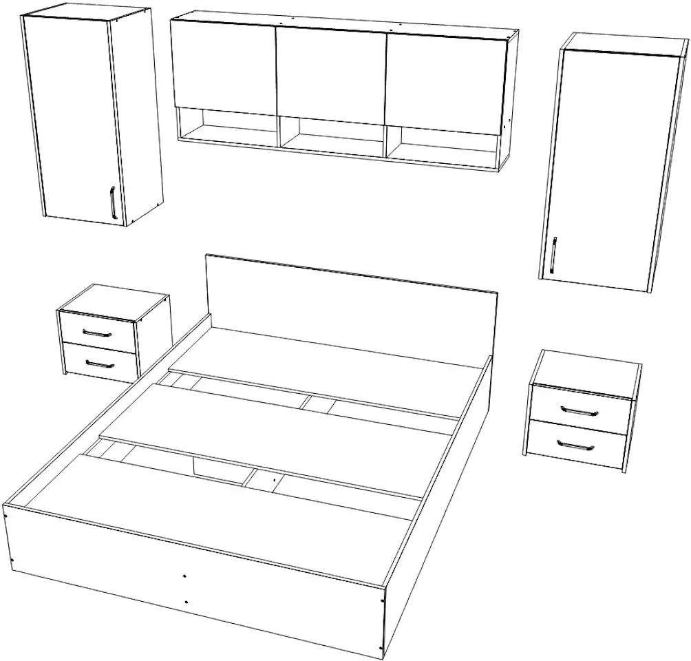 Dormitor Haaus Malmo V13 140x200 (White Oak/Anthracite)