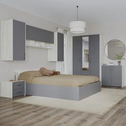 Dormitor Haaus Malmo V14 140x200 (White Oak/Anthracite)