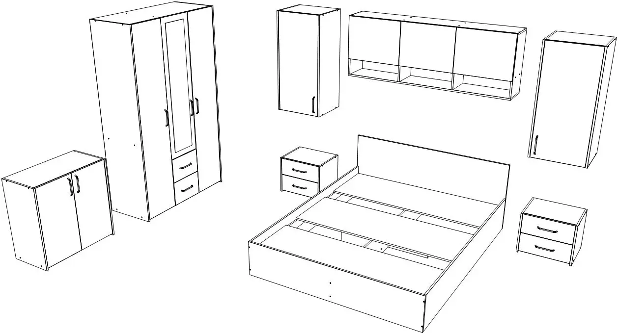 Dormitor Haaus Malmo V14 160x200 (White Oak/Anthracite)