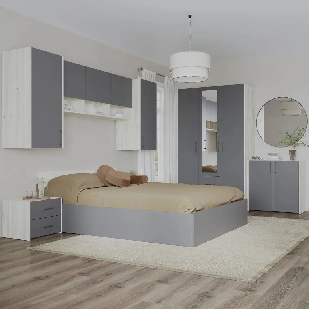 Dormitor Haaus Malmo V14 160x200 (White Oak/Anthracite)