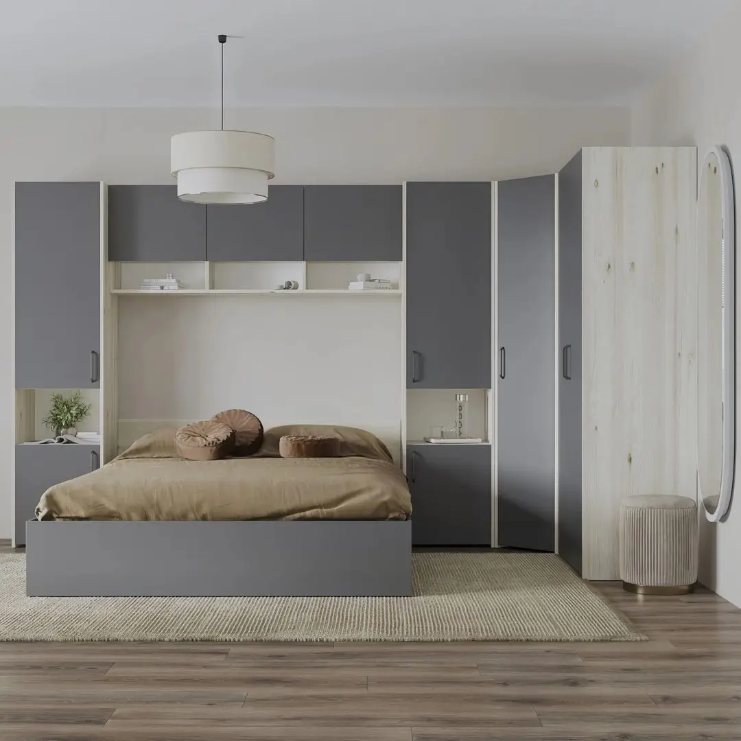 Dormitor Haaus Malmo V15 140x200 (White Oak/Anthracite)