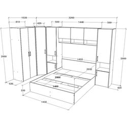 Dormitor Haaus Malmo V15 140x200 (White Oak/Anthracite) Thumb