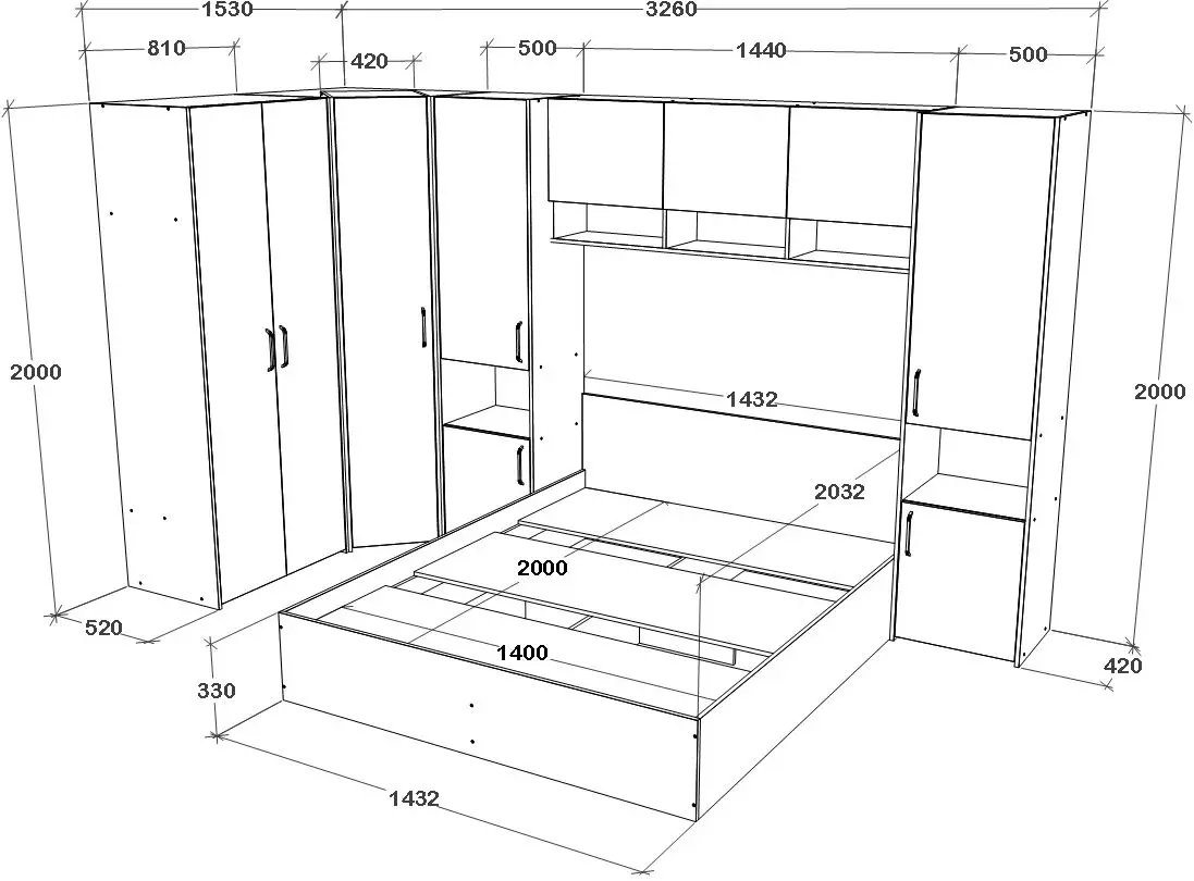 Dormitor Haaus Malmo V15 140x200 (White Oak/Anthracite)