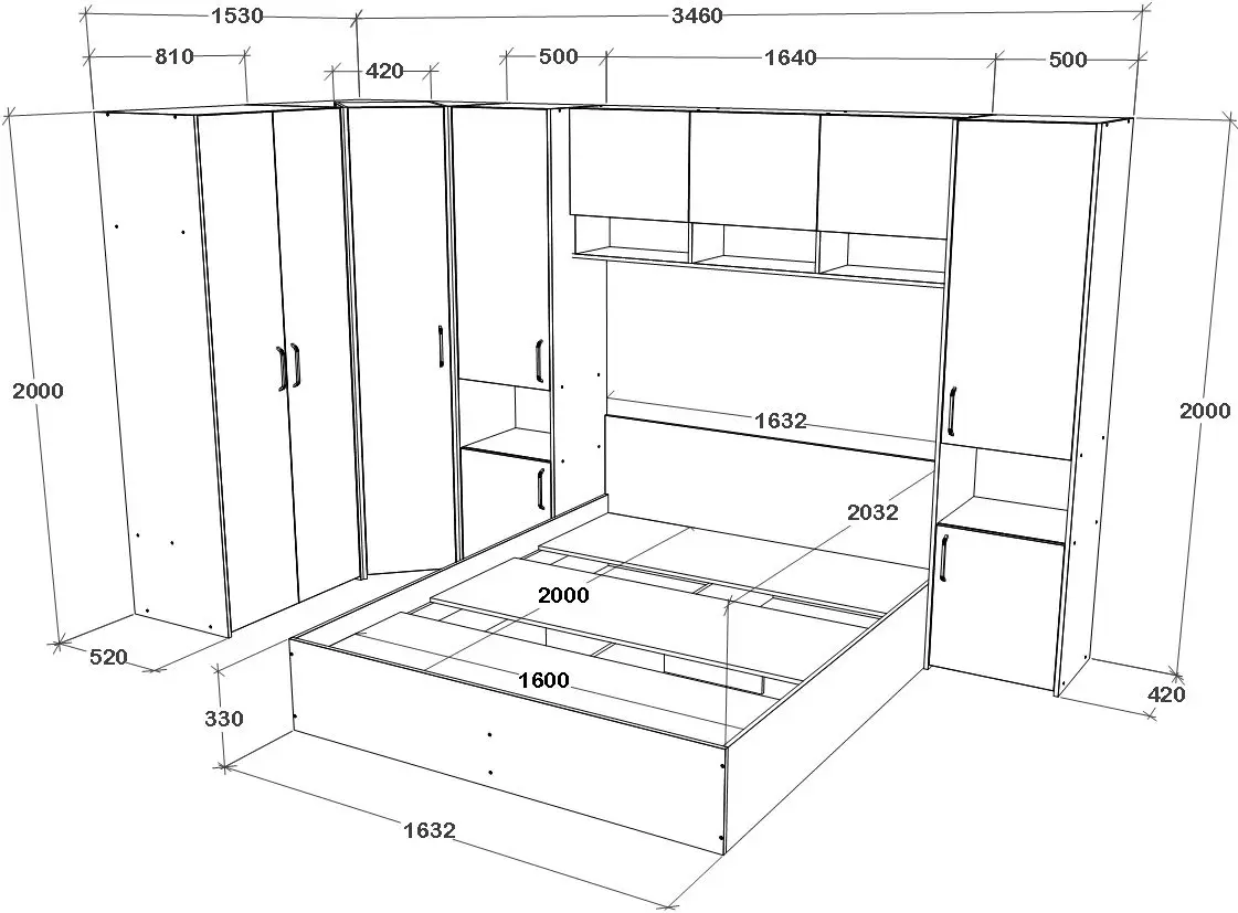 Dormitor Haaus Malmo V15 160x200 (White Oak/Anthracite)