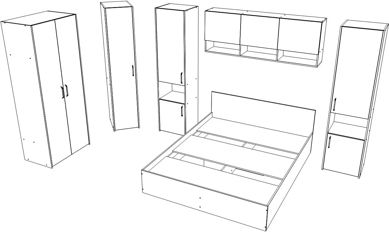 Dormitor Haaus Malmo V15 160x200 (White Oak/Anthracite)