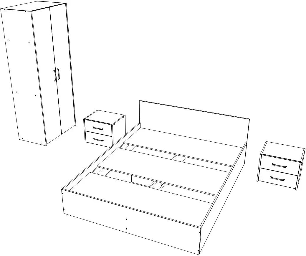 Спальня Haaus Malmo V16 140x200 (White Oak/Anthracite)