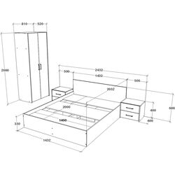Спальня Haaus Malmo V16 140x200 (White Oak/Anthracite) Thumb