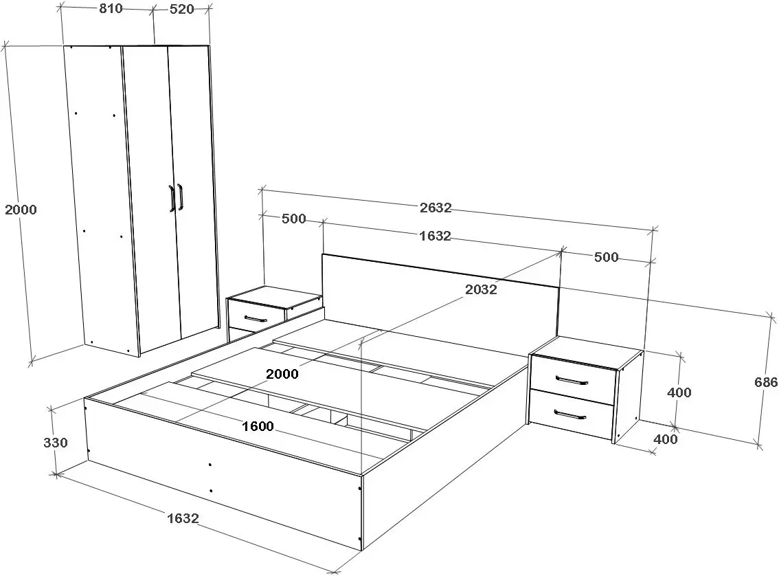 Dormitor Haaus Malmo V16 160x200 (Artisan Oak/Clay)