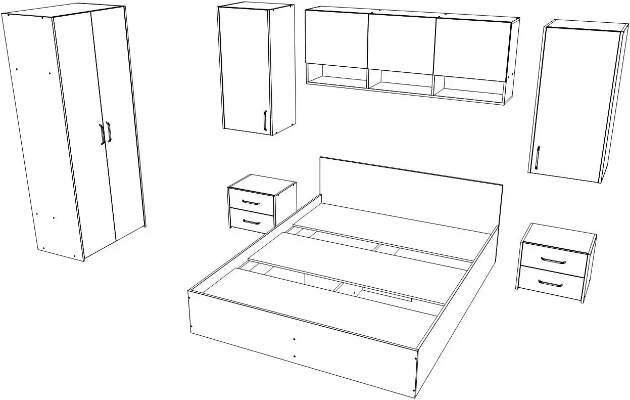 Dormitor Haaus Malmo V17 140x200 (White Oak/Anthracite)