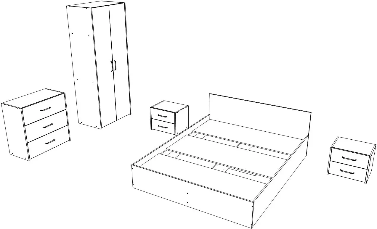 Спальня Haaus Malmo V2 160x200 (White Oak/Anthracite)