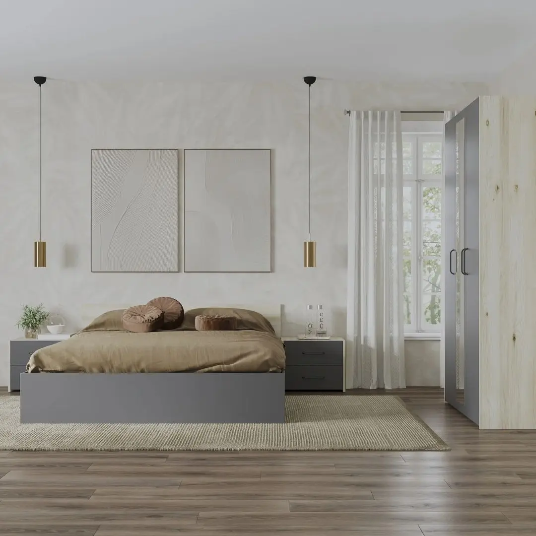 Спальня Haaus Malmo V3 140x200 (White Oak/Anthracite)