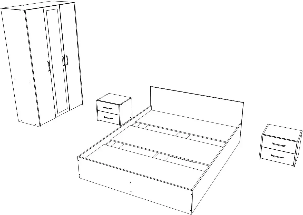 Спальня Haaus Malmo V3 140x200 (White Oak/Anthracite)