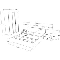 Спальня Haaus Malmo V3 140x200 (White Oak/Anthracite) Thumb