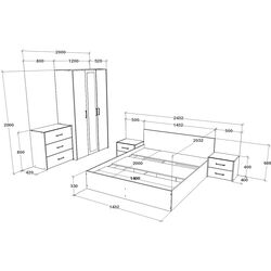 Спальня Haaus Malmo V4 140x200 (White Oak/Anthracite) Thumb