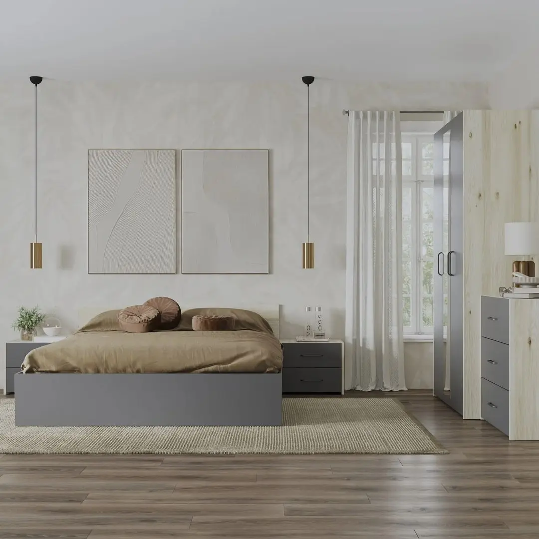 Спальня Haaus Malmo V4 160x200 (White Oak/Anthracite)