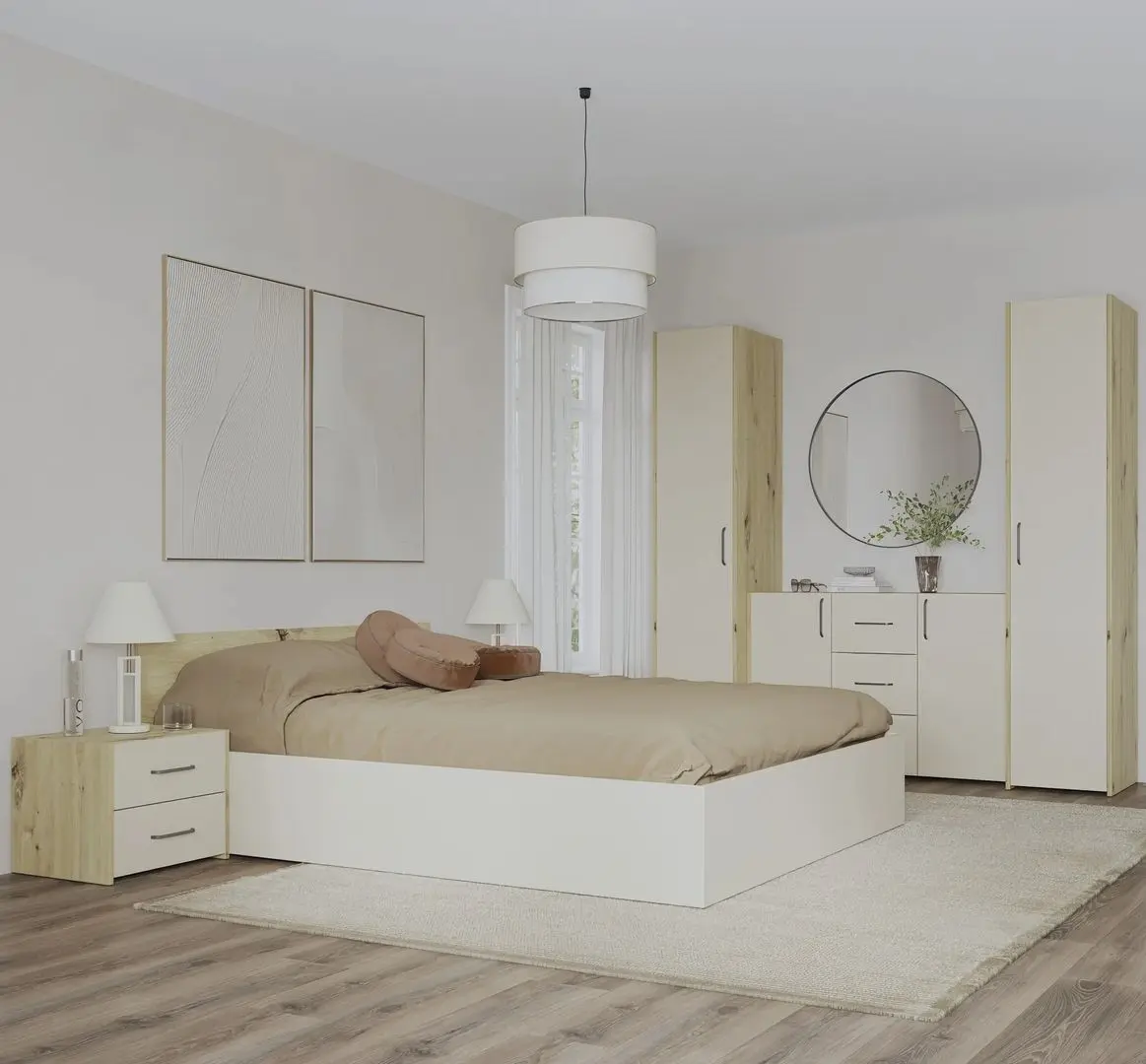 Dormitor Haaus Malmo V5 140x200 (Artisan Oak/Clay)