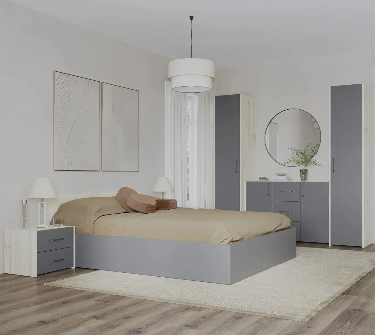 Спальня Haaus Malmo V5 140x200 (White Oak/Anthracite)