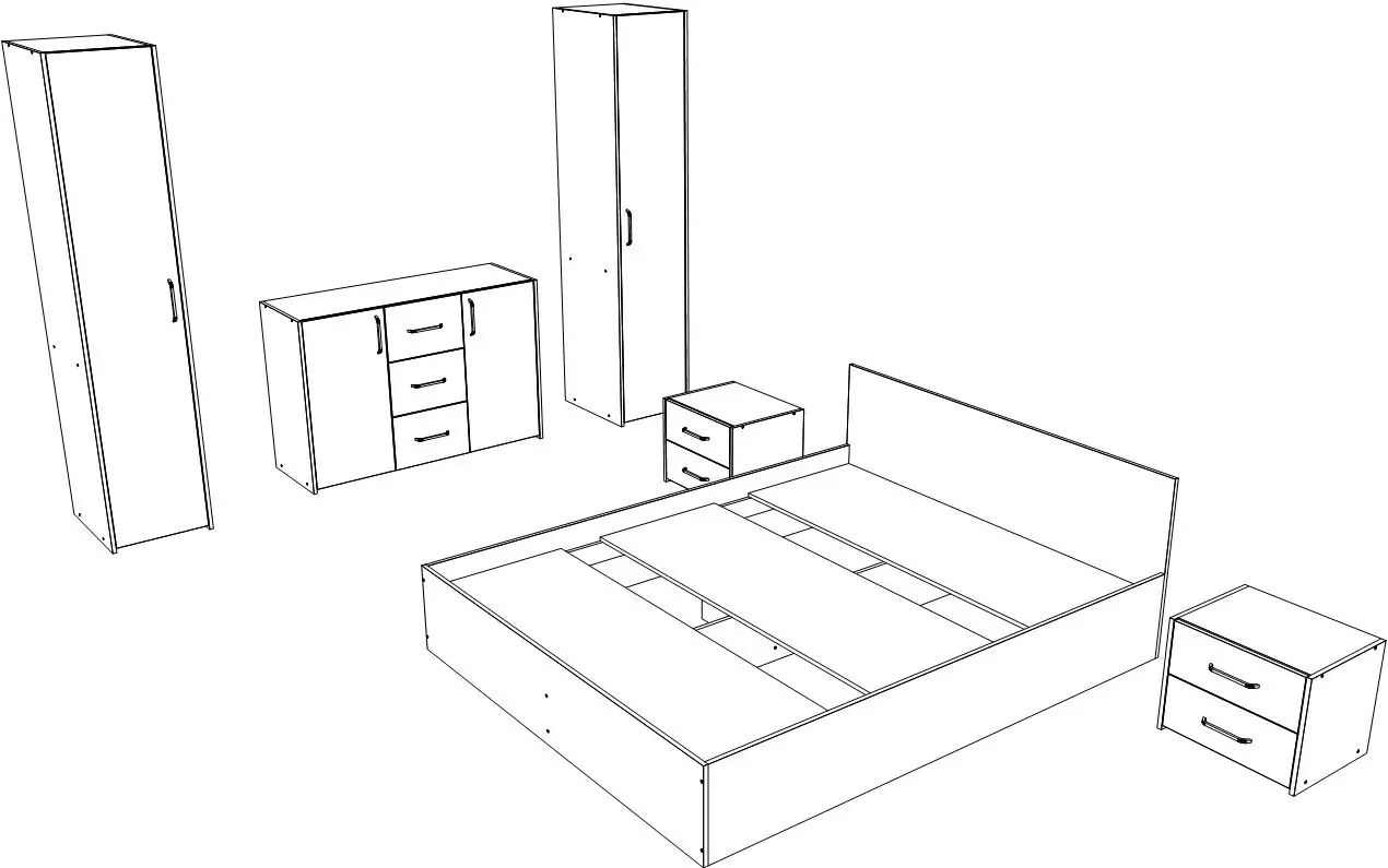 Спальня Haaus Malmo V5 160x200 (White Oak/Anthracite)