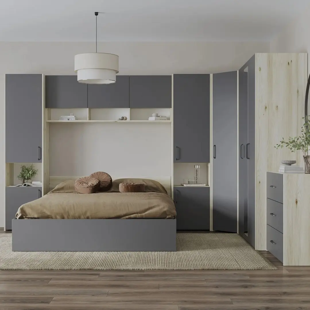 Dormitor Haaus Malmo V6 140x200 (White Oak/Anthracite)