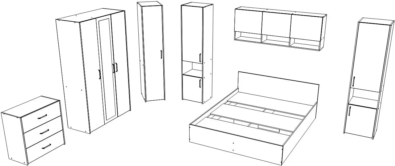 Dormitor Haaus Malmo V6 140x200 (White Oak/Anthracite)