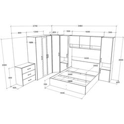 Dormitor Haaus Malmo V6 160x200 (White Oak/Anthracite) Thumb