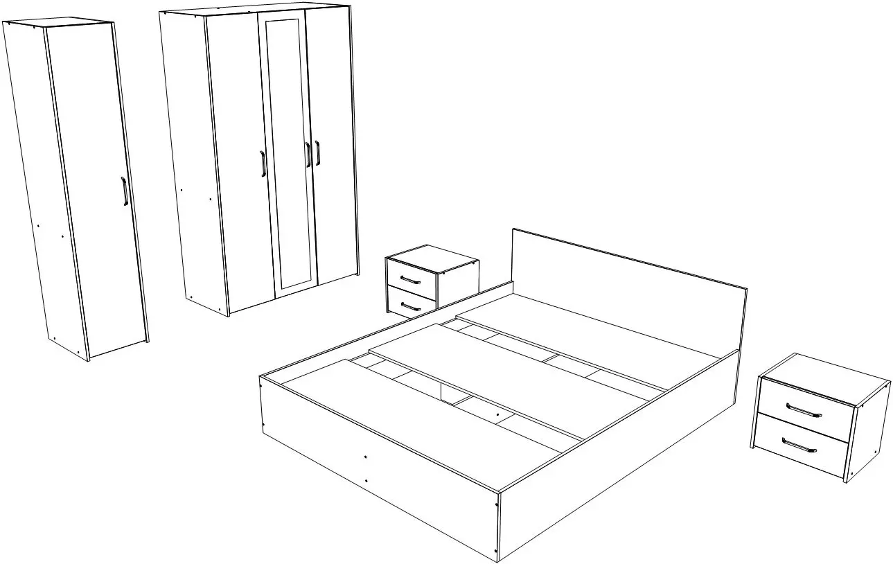 Спальня Haaus Malmo V7 140x200 (White Oak/Anthracite)