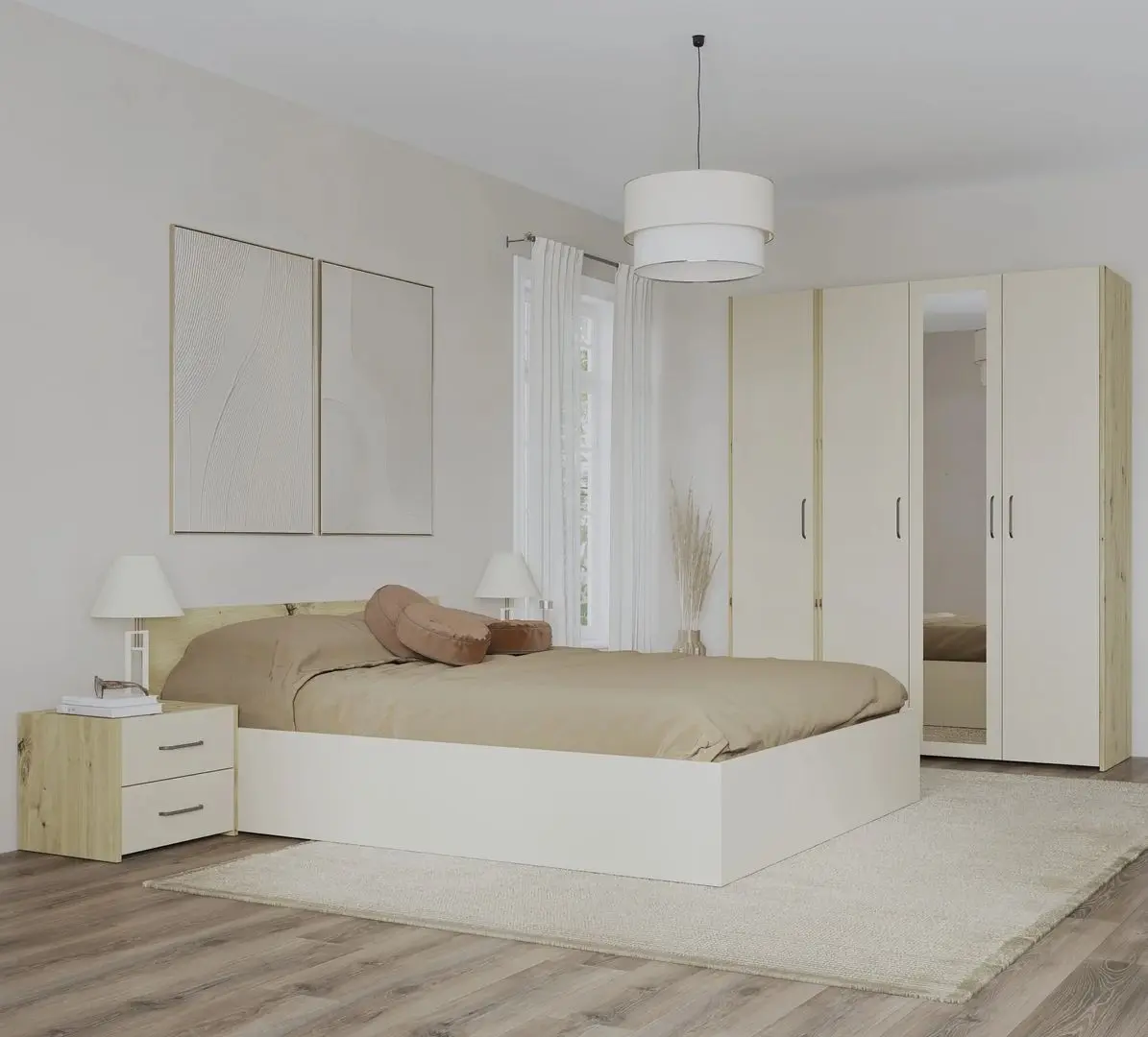 Dormitor Haaus Malmo V7 160x200 (Artisan Oak/Clay)