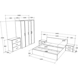 Dormitor Haaus Malmo V8 140x200 (White Oak/Anthracite) Thumb