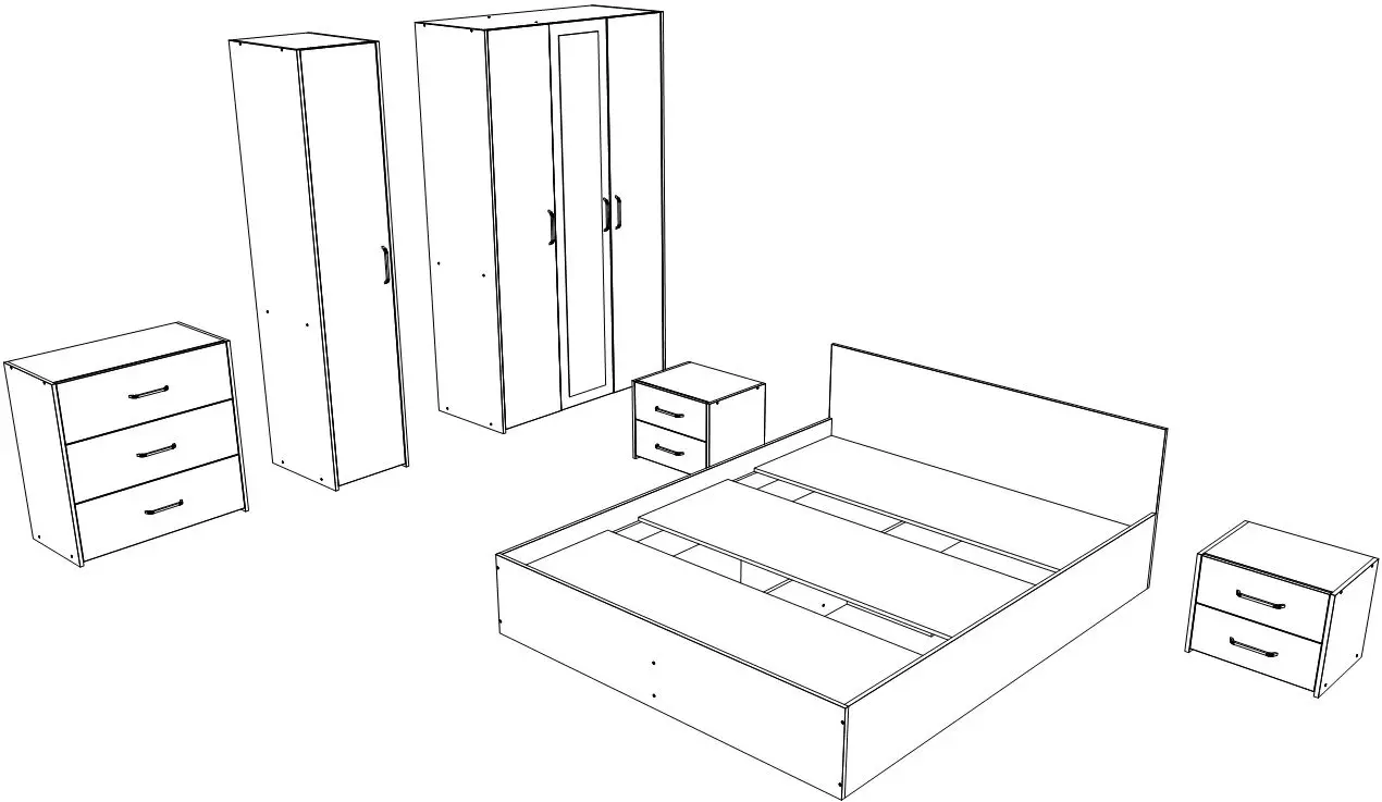 Dormitor Haaus Malmo V8 140x200 (White Oak/Anthracite)