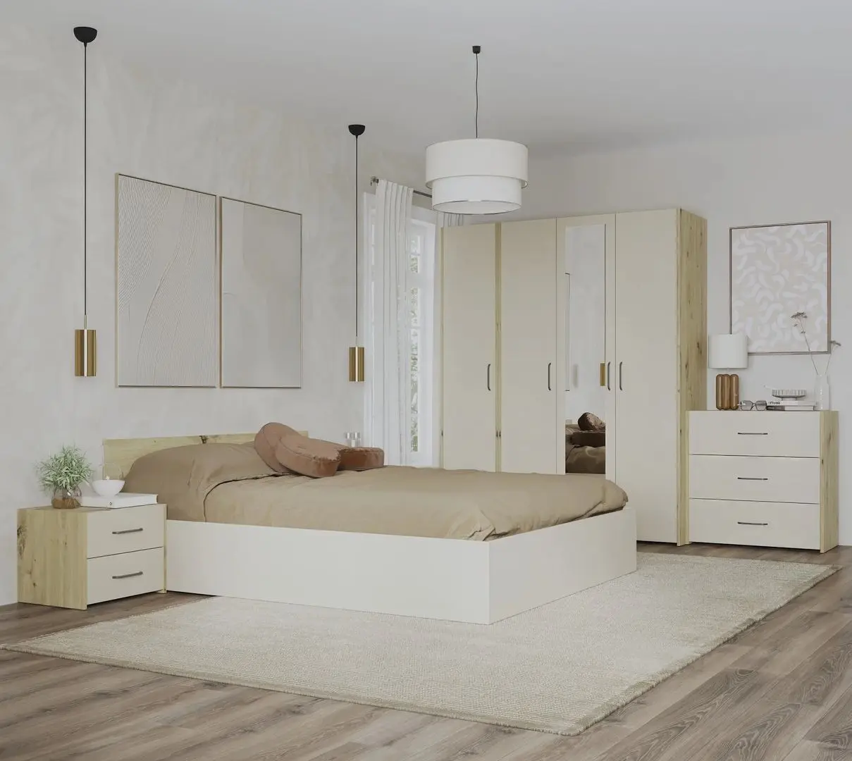 Dormitor Haaus Malmo V8 160x200 (Artisan Oak/Clay)