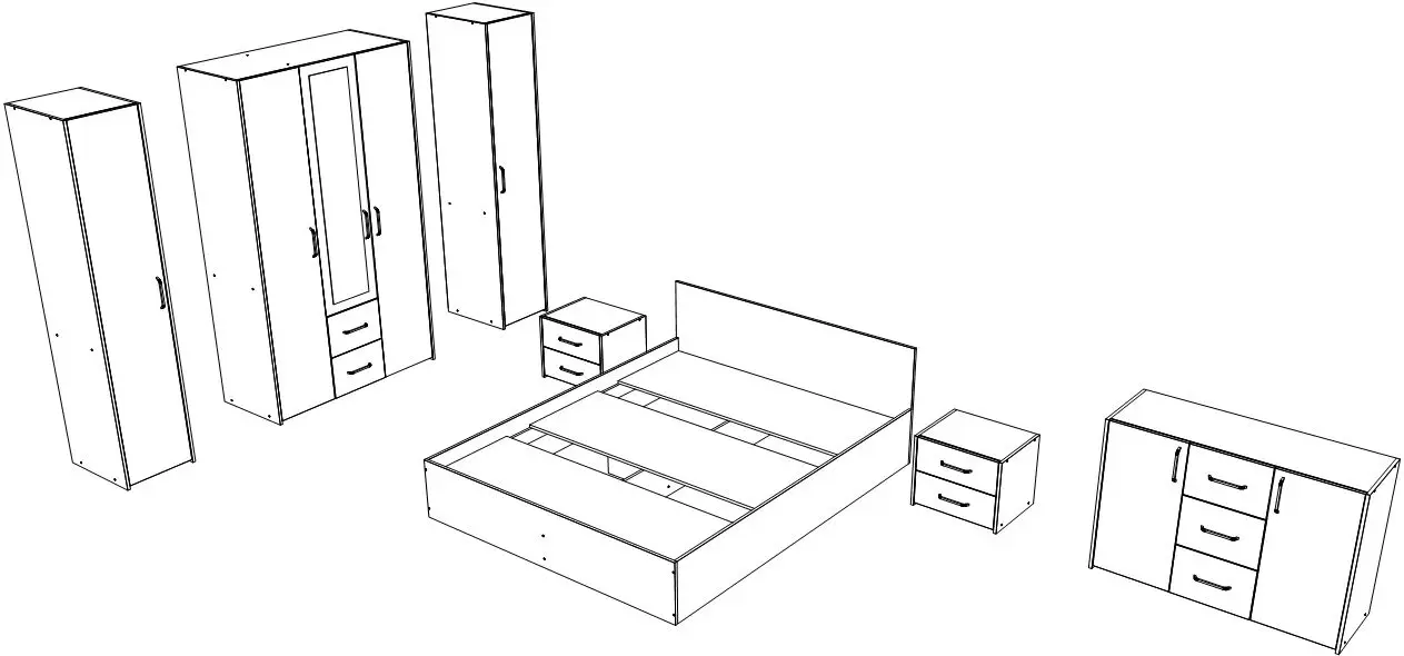 Dormitor Haaus Malmo V9 140x200 (White Oak/Anthracite)
