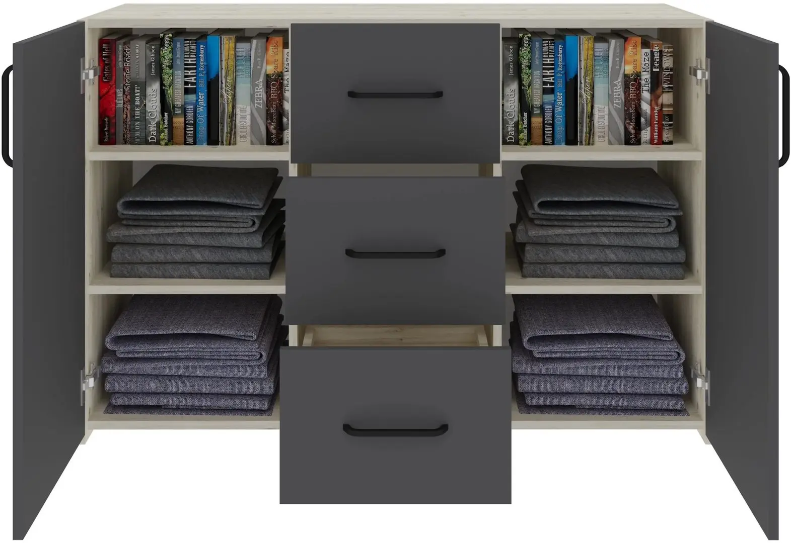 Dormitor Haaus Malmo V9 140x200 (White Oak/Anthracite)