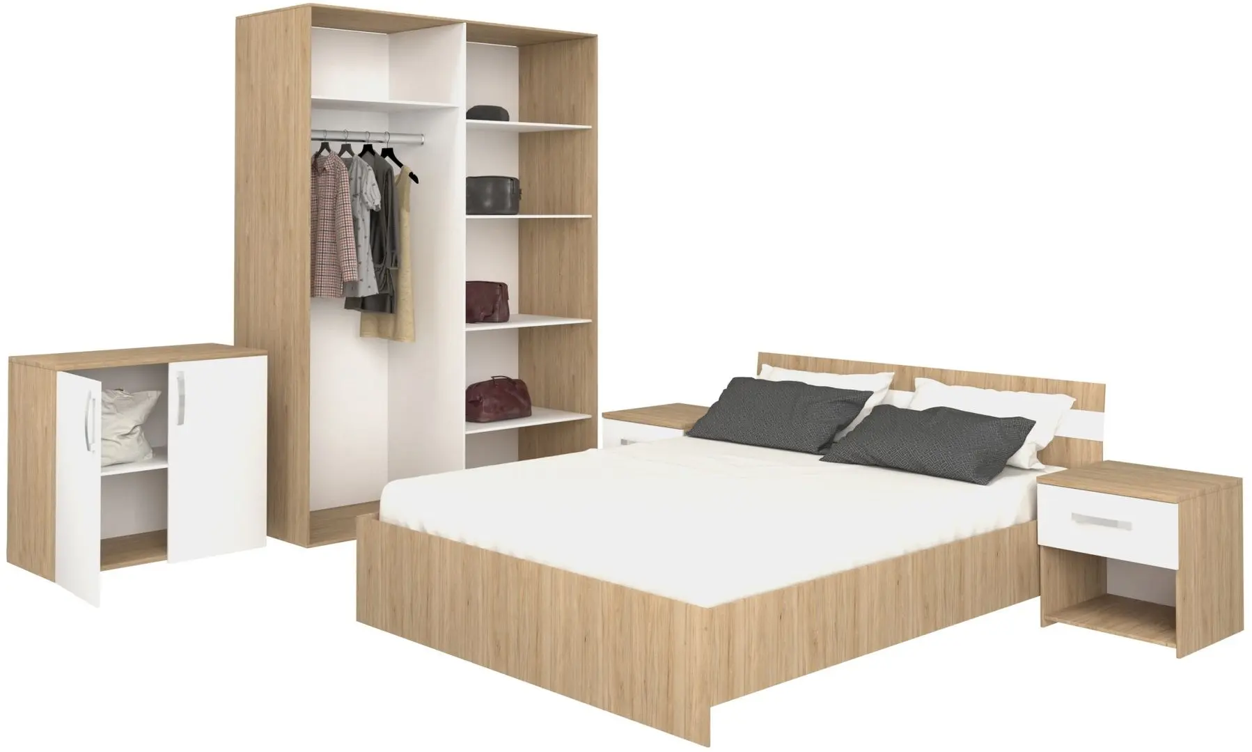 Dormitor Haaus Paris (White/Natural Wood) - 7