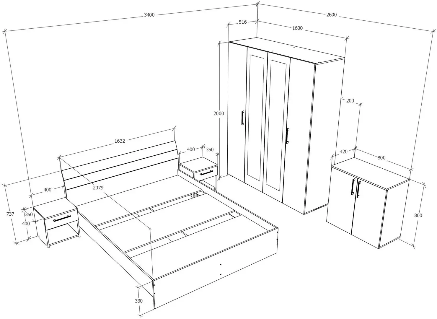 Dormitor Haaus Paris (White/Natural Wood) - 6
