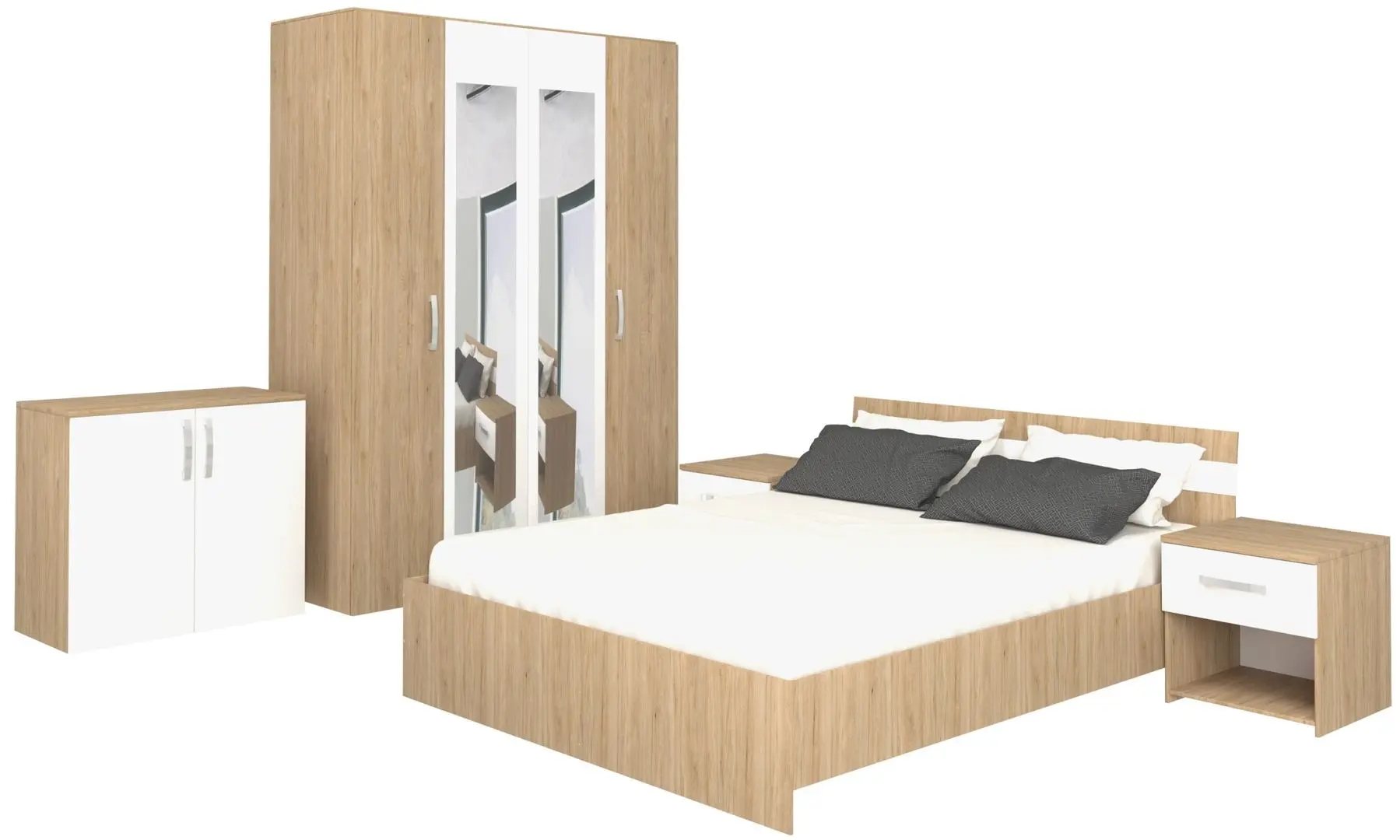 Dormitor Haaus Paris (White/Natural Wood)