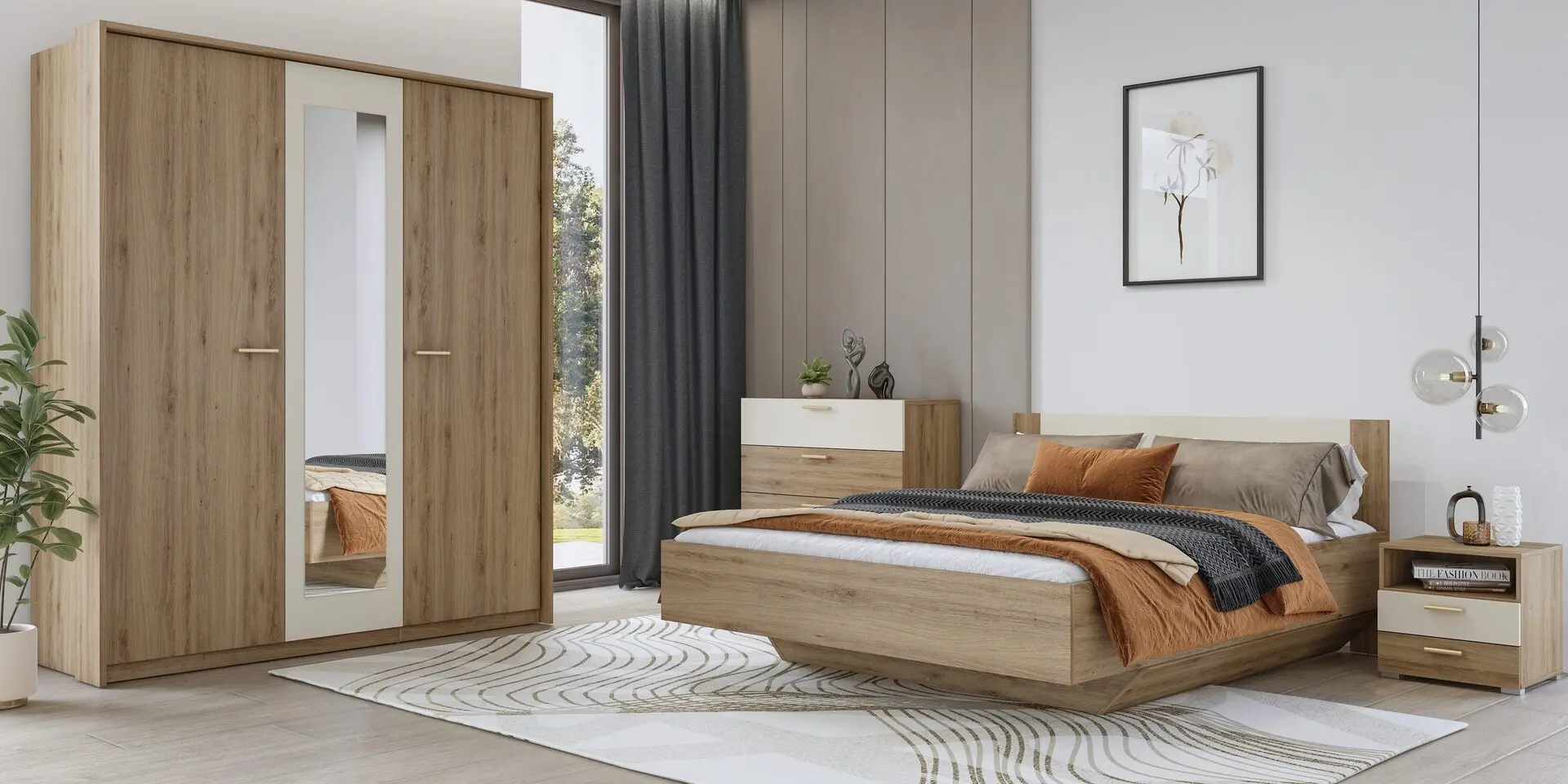 Спальня Helvetia Vertina (Wild Oak/Beige)