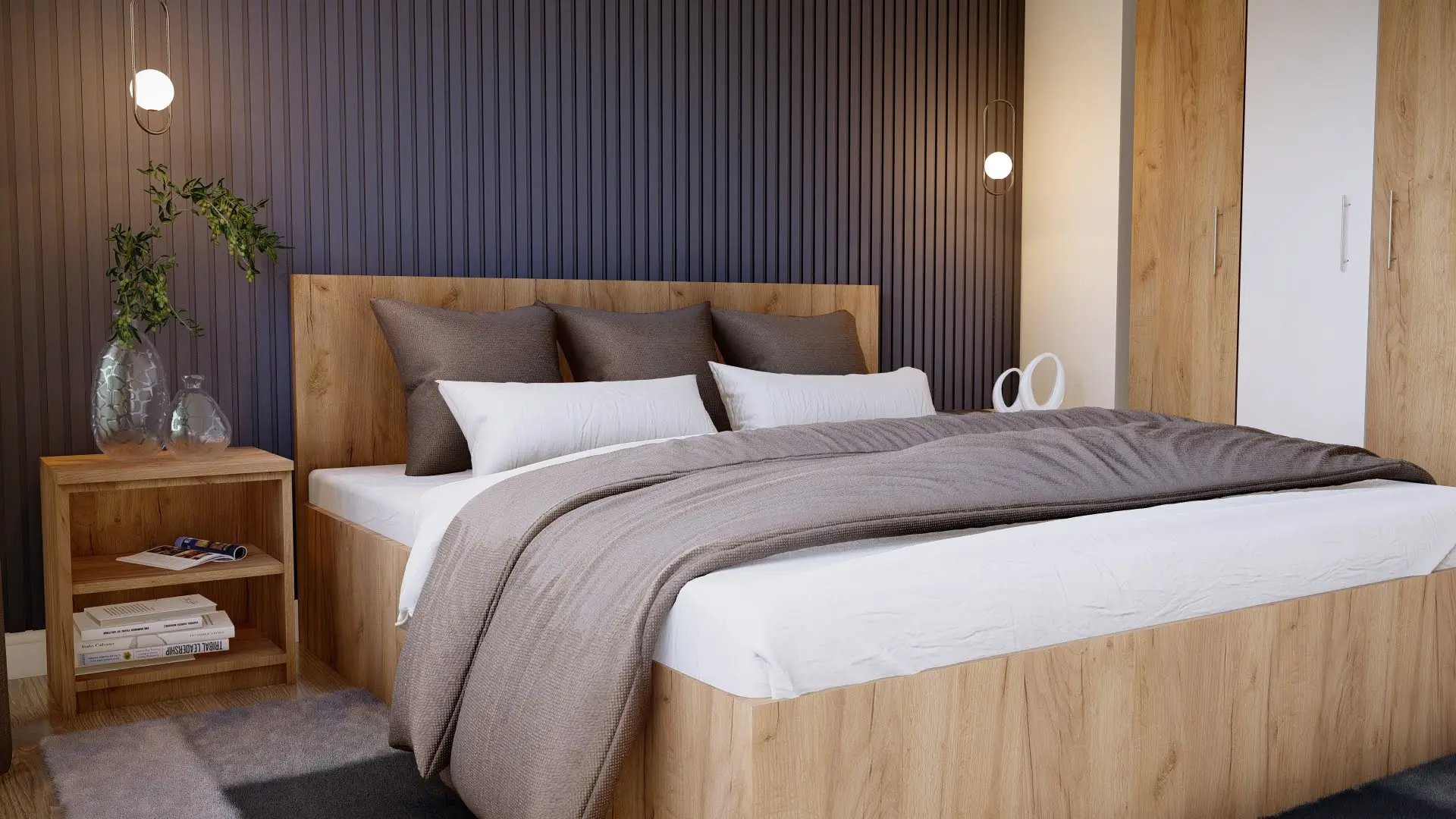 Dormitor Ideal Mobila Aura (Sonoma Oak/White) - 4