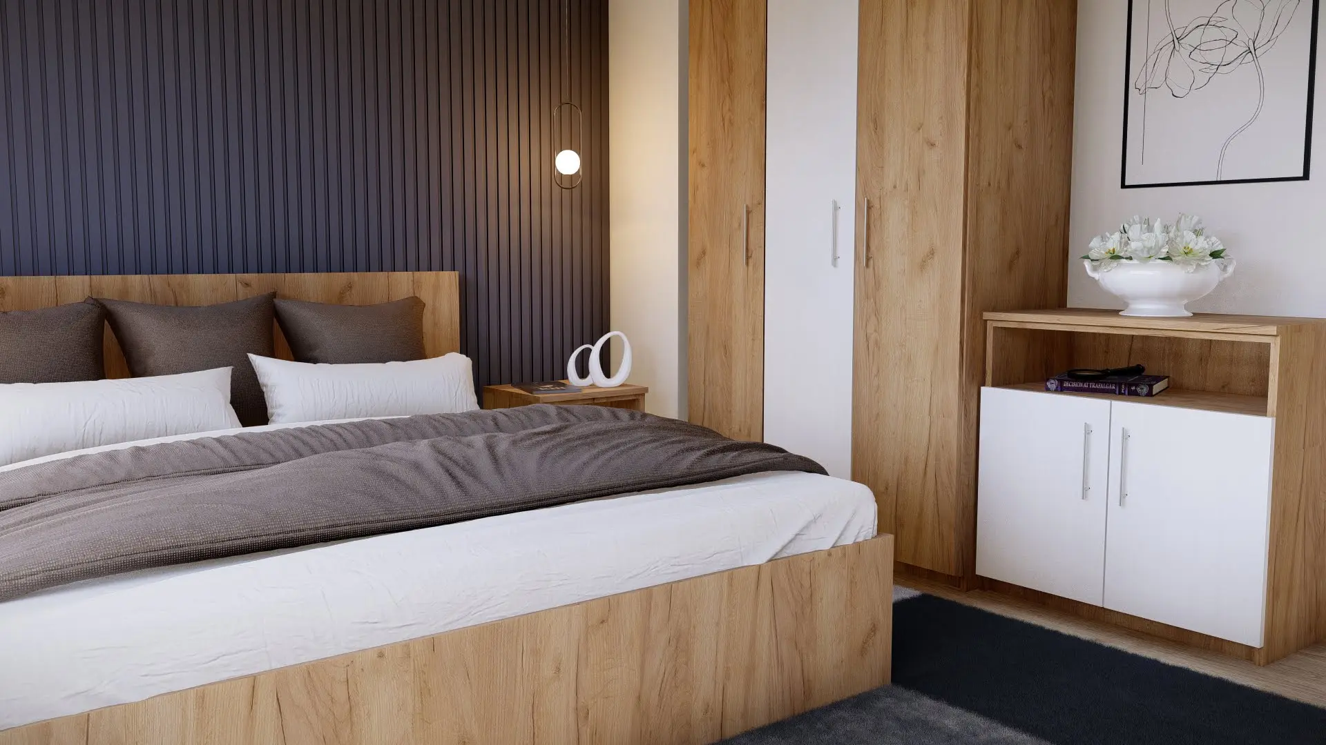 Dormitor Ideal Mobila Aura (Sonoma Oak/White) - 5