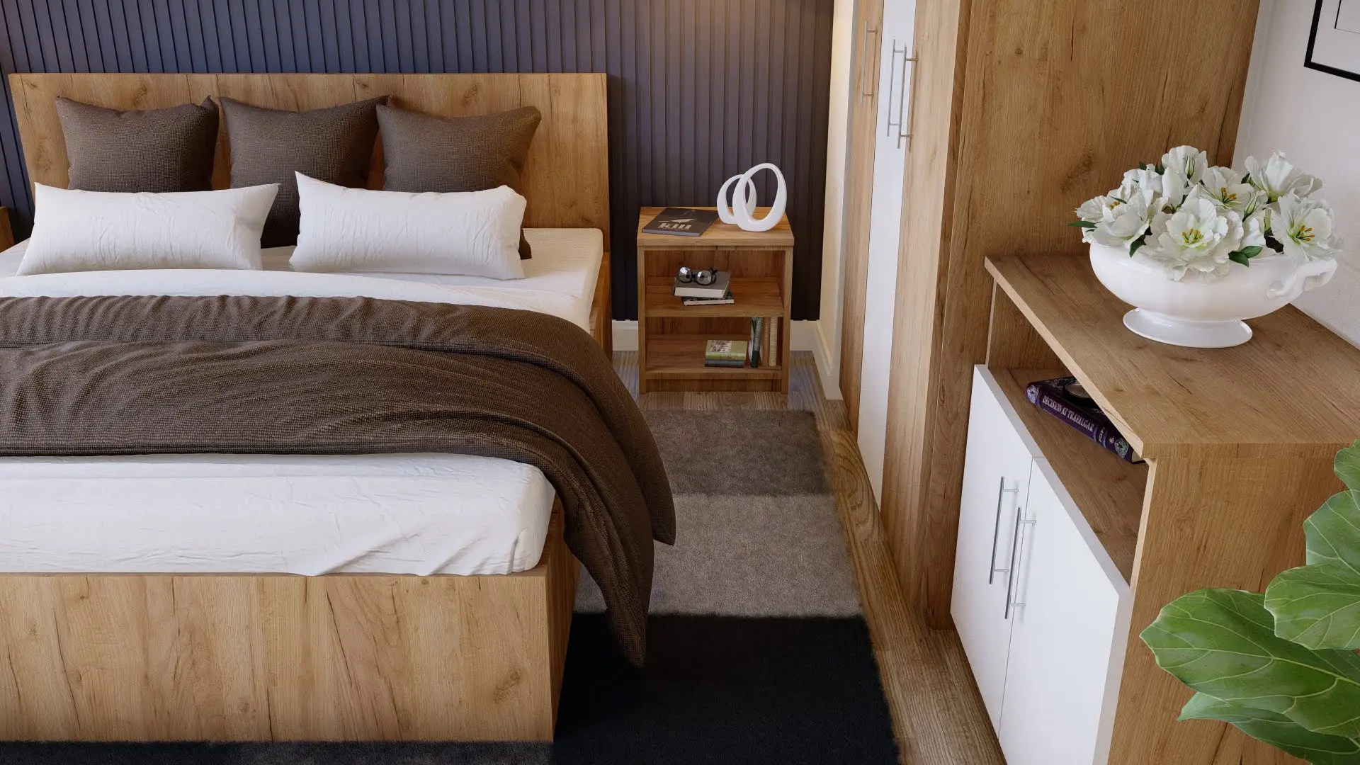 Dormitor Ideal Mobila Aura (Sonoma Oak/White) - 6